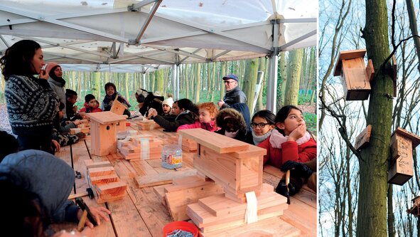 Les élèves de l'école Jules Ferry ont pu inscrire leur nom sur le nichoir qu'ils ont fabriqué.