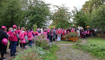 Marche rose à travers la ville de Tremblay-en-France.